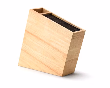 Knivblock Knivställ Lutande Flexibelt Med Extra Fack, Gummiträ, 31x9x28 cm, SATAKE