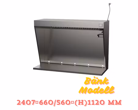 Ventilationshuv VKG KD 2400, Ventilationskåpa Bänk Modell, 2407x660/560x1120mm, LED-Belysning, COOLPART