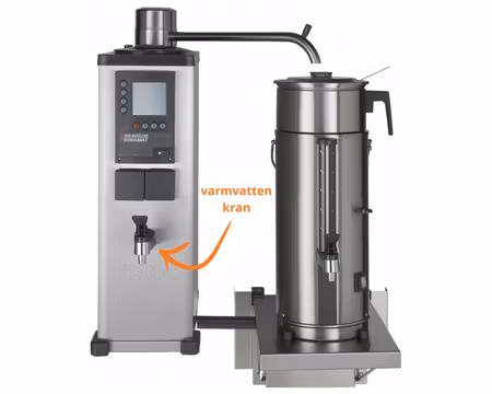 Väggmonterad Urnbryggare B5 HW W 400V (3Fas) 2x5 Liter, Med Extra Varmvattenkran, Med Vattenanslutning, BRAVILOR BONAMAT