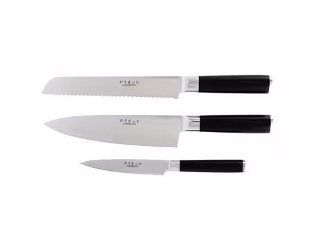 Knivset 3 Delar Allkniv 12 cm, Kockkniv 20 cm Och Brödkniv 20 cm, 5Cr15Mov Rostfritt Stål, KARIMATTO