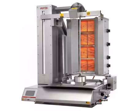Kebabmaskin Dönerrobot 80 kg, Max Kötthöjd 630mm, Integrerat Vattenbad, 780x930x1165mm, POTIS