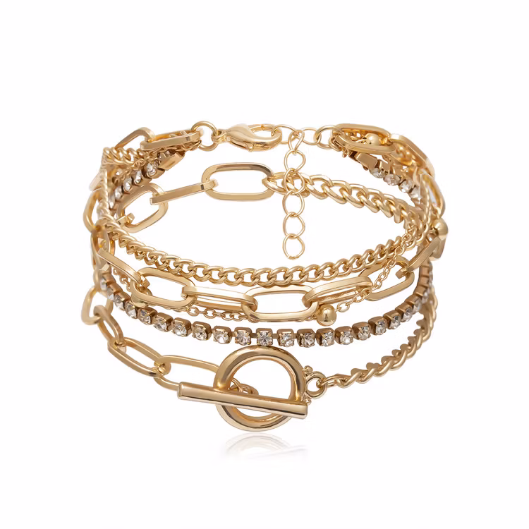 Geometrisk Armband med OT-stängning & Strassdesign.