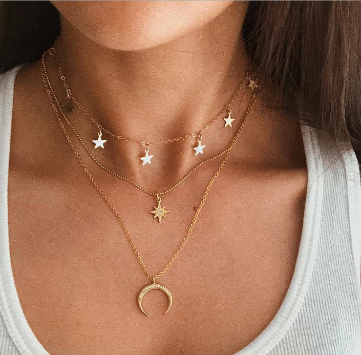 Vintage Halsband - Måne & Stjärnor