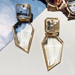 Trendiga glasörhängen - Geometrisk design!