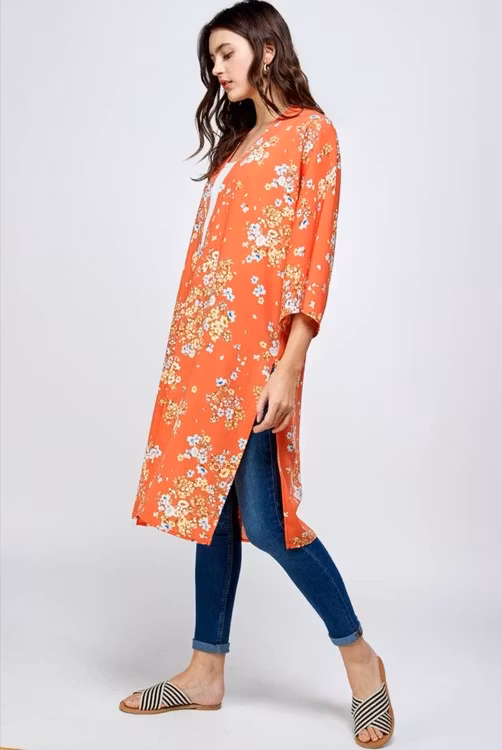 Cardigan flower print