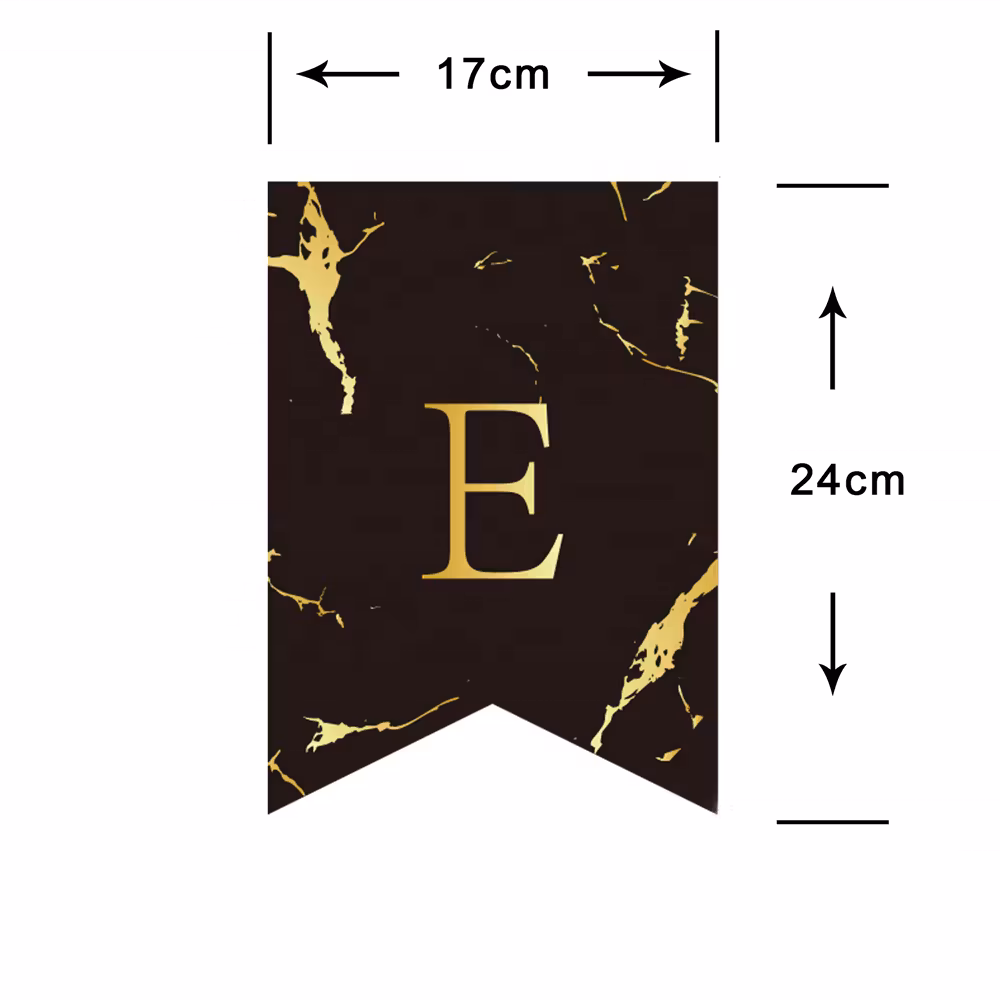 Eid Mubarak Banner, Svart&Vit marmorerad, 17x24 cm