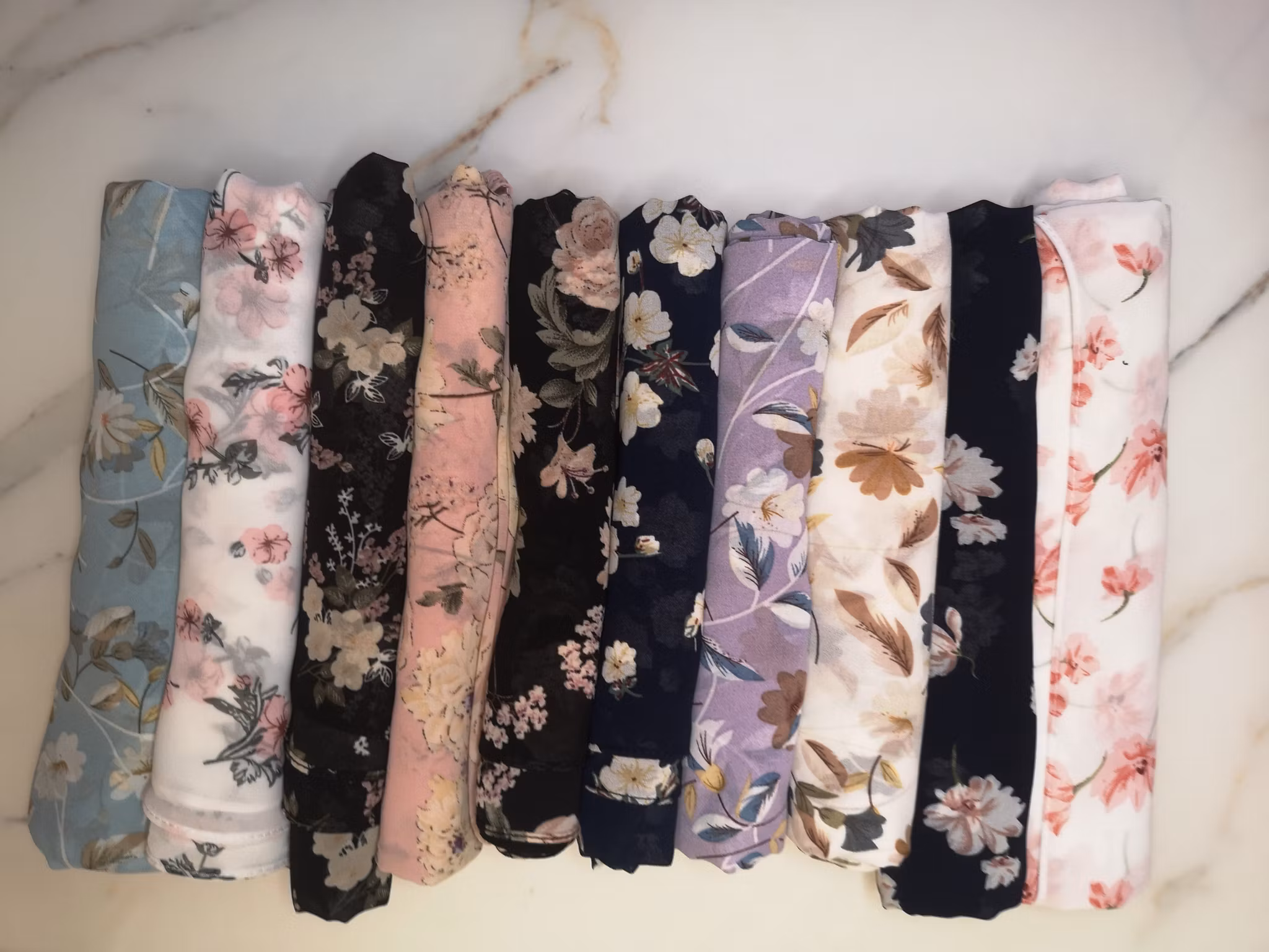 Mjuk Blommig Chiffonhijab för alla säsonger