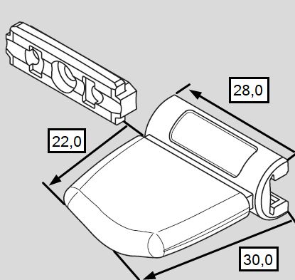 Handtag+ Fäste SVART Plissegardin Cosiflor typ: VS1-VS2 (A20M)