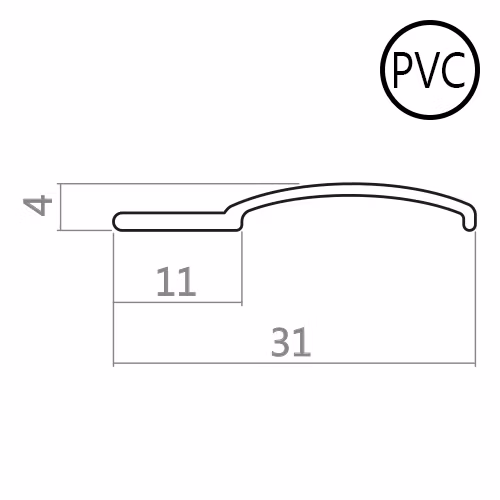 1 st / Sido-skena PVC-Vit Platt 31 mm med tejp (max 130 cm)