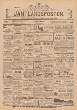 Löpsedel / Förstasida från Östersund - Jämtland (1894)