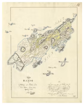 Historisk karta över Ramsö (Bohuslän), år 1830 (Fri frakt!)