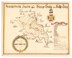 Historisk karta över Fårösund, ca. år 1700