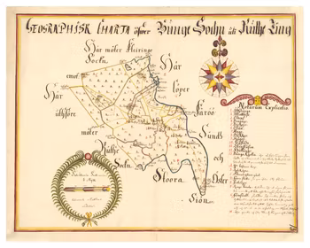 Historisk karta över Fårösund, ca. år 1700