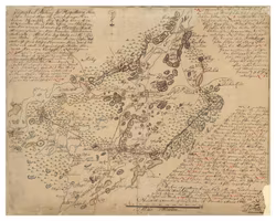 Historisk karta över Borås med omnejd, år 1713