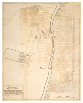 Historisk karta över Uppsala, år 1702
