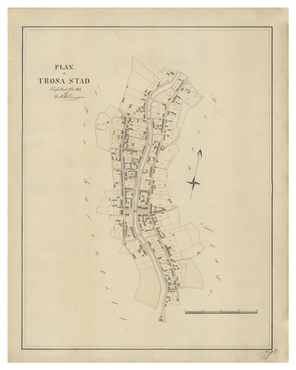 Historisk karta över Trosa, år 1845