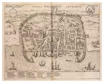 Historisk karta över Visby, år 1598