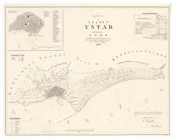 Karta över Ystad, 1853. (Fri frakt!)