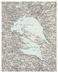 Historisk karta över Dellensjöarna, år 1900 (Fri frakt!)