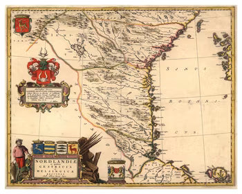 Historisk landskapskarta Norrland, tidigt 1600-tal (Fri frakt!)