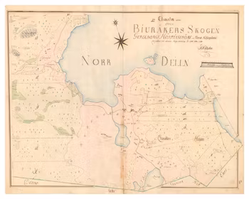 Karta över Bjuårker, sent 1700-tal.