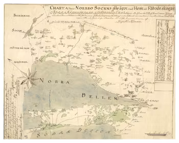 Karta över trakten kring Norrbo, Hälsingland, år 1793