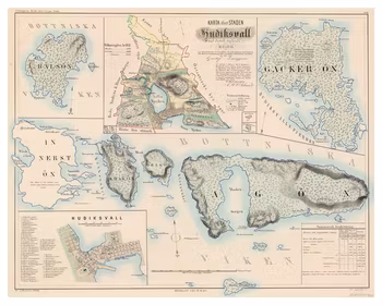 Karta från Hudiksvall, år 1857