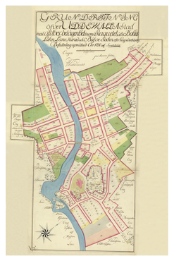 Historisk karta över Uddevalla, år 1750