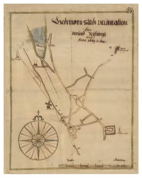 Historisk karta över Hedemora, år 1669