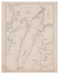 Historisk karta över Vättern, år 1835-1840 (Fri frakt!)