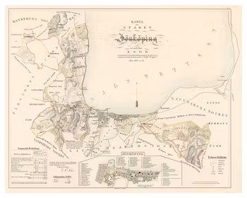 Karta från Jönköping 1855 (Fri frakt!)