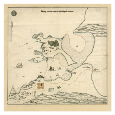 Historisk karta över Varberg, år 1690