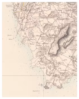 Historisk karta över Haverdal och Harplinge, år 1867