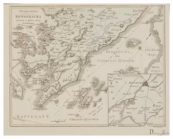 Historisk karta över Kungsbacka, år 1816 (Fri frakt!)