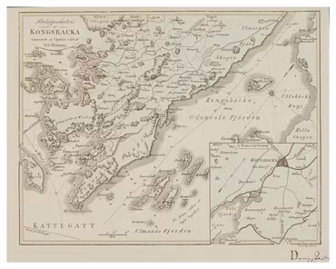 Historisk karta över Kungsbacka, år 1816