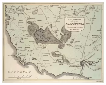 Historisk karta över Falkenberg, år 1813 (Fri frakt!)