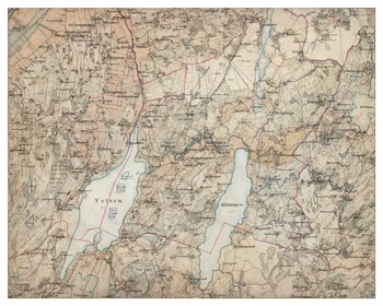 Historisk karta över Kungsäter och Gunnarsjö, år 1890-1897 (Fri frakt!)