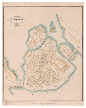 Historisk karta över Gamla stan, år 1848.