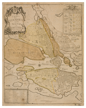 Historisk karta över Stockholm, år 1751.