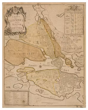 Historisk karta över Stockholm, år 1751.