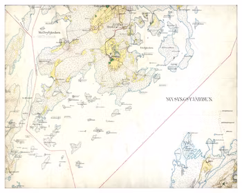 Historisk karta över Södra Muskö, år 1901-1906