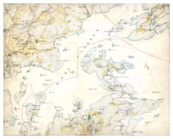 Historisk karta över norra Muskö och Vitsgarn, år 1901-1906