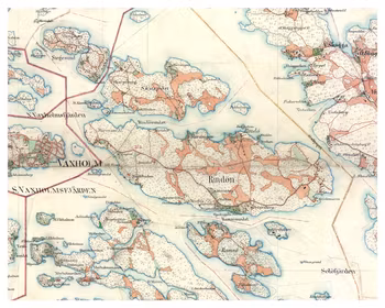 Historisk karta över Rindö, Ramsö och Skarpö, år 1901-1906