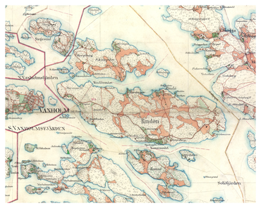 Historisk karta över Rindö, Ramsö och Skarpö, år 1901-1906