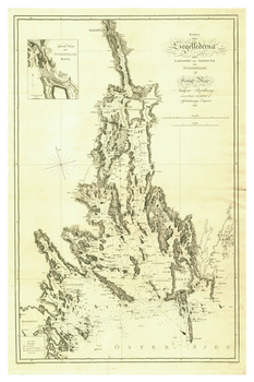 Historiskt sjökort över segelelederna mellan Landsort och Södertälje, år 1816