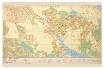 Historisk karta över Sundbyberg, Bromma och Solna, år 1954