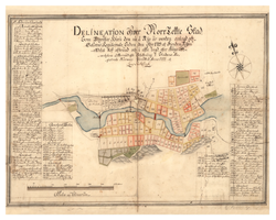 Historisk karta över Norrtälje, år 1722