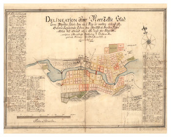 Historisk karta över Norrtälje, år 1722