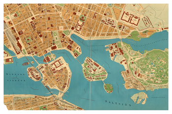 Historisk karta över Stockholm, år 1930