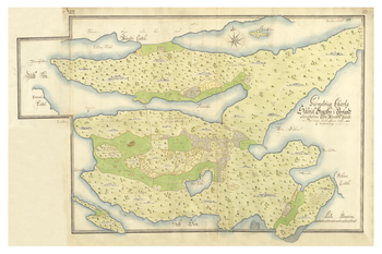 Historisk karta över Fågelbro, år 1713